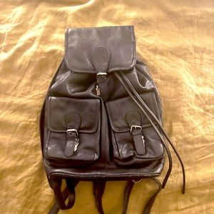 Vintage Black Leather Backpack